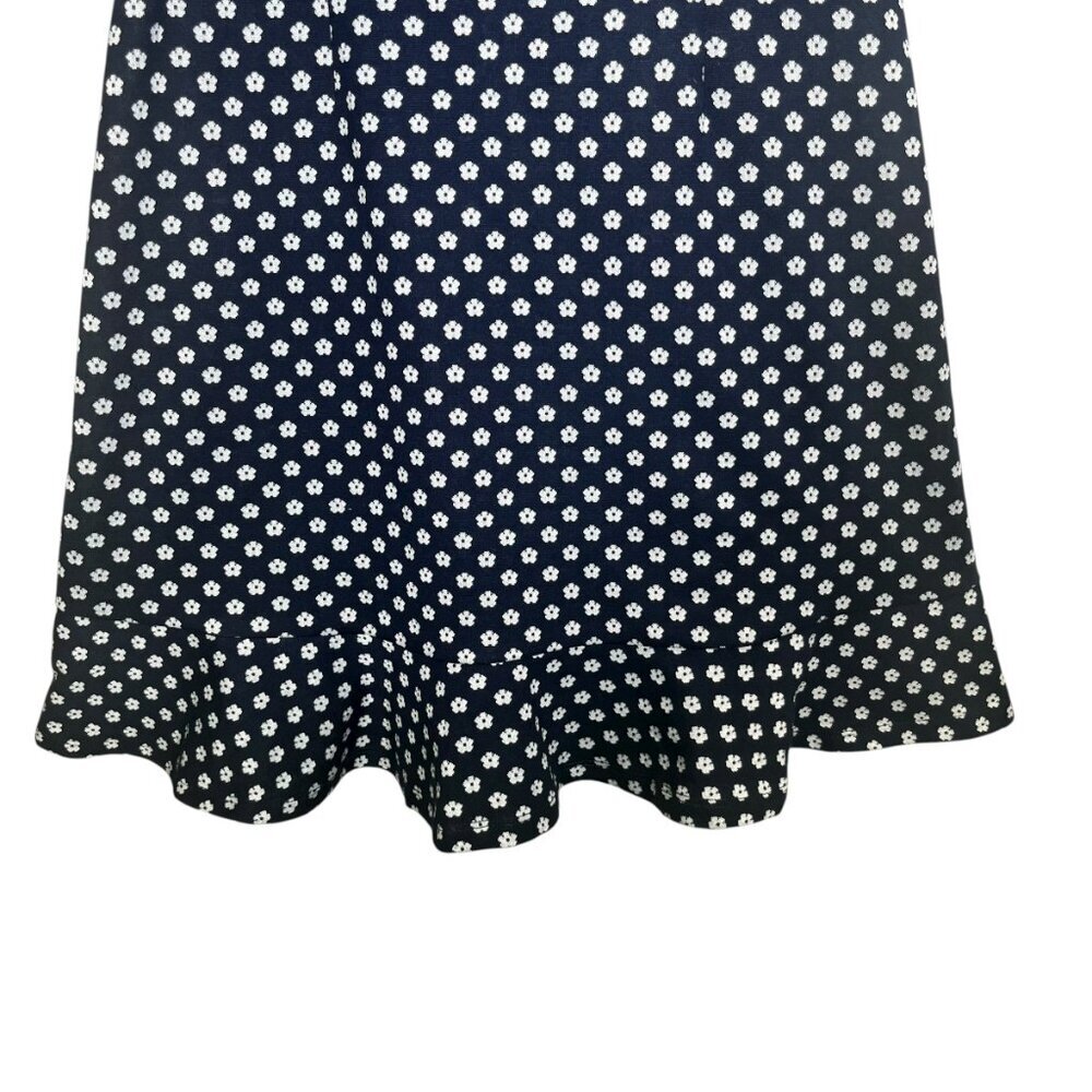 ANTHROPOLOGIE HUTCH Dress Women's 6 Floral Navy Polka Dot Puff Sleeve Belt Mini - Picture 6 of 10